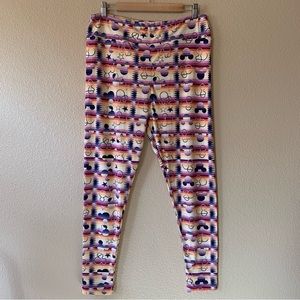 Mickey Minnie Mouse Leggings XXL Ivory Purple Blue Stretch Soft Pants TC2